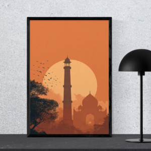 The Taj Mahal Shoring High In The Golden Sunset